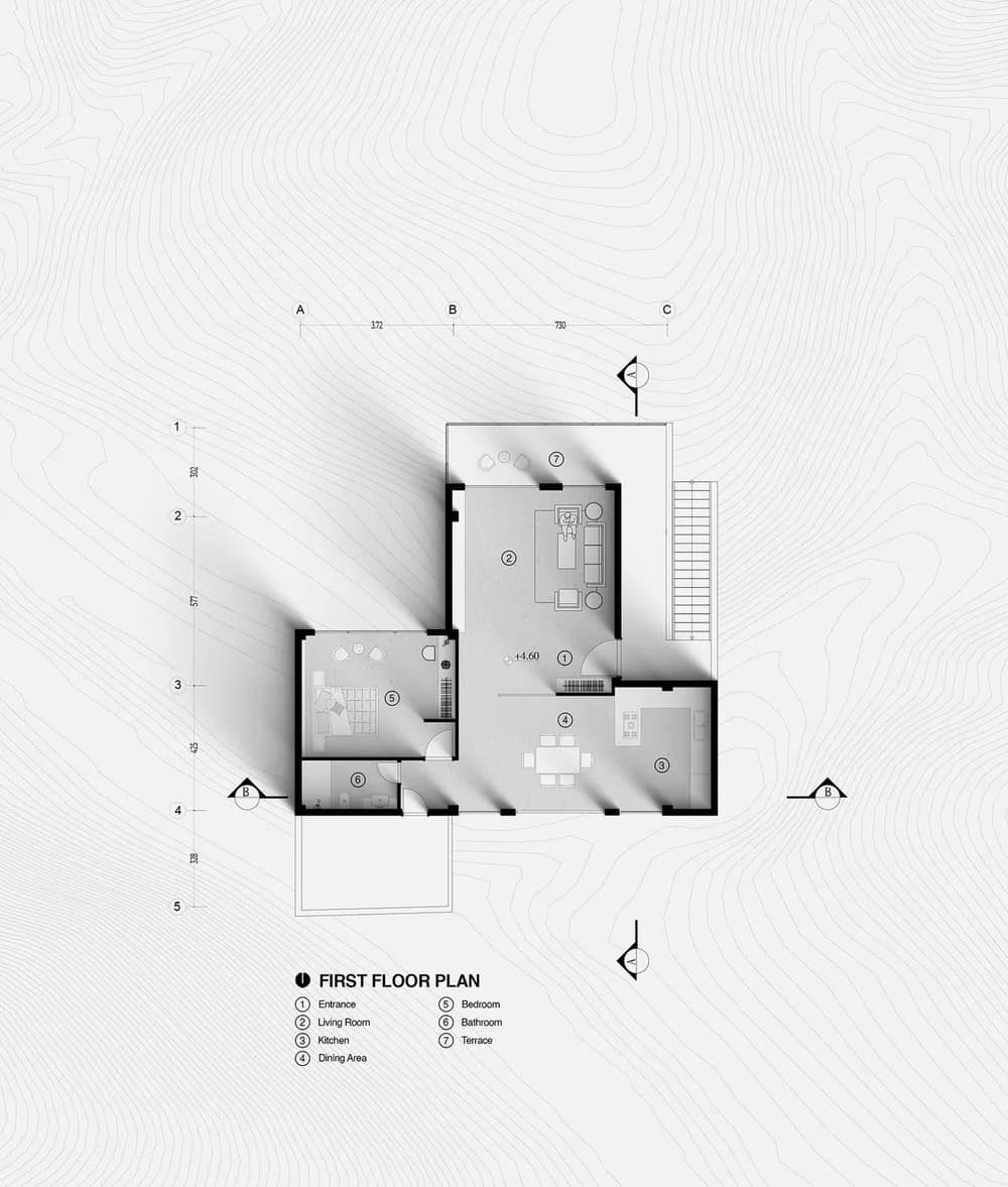 Architectural floor plan with dimension lines